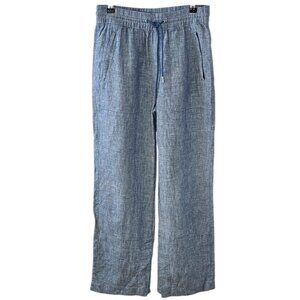 Athleta Womens Reatreat Linen Wide Leg Pant Size 2 Blue 100% Linen Slit Bottom